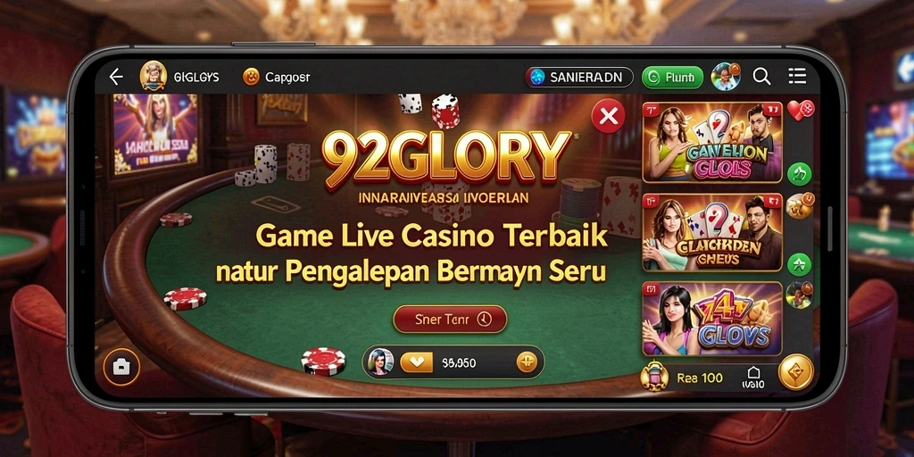 Tampilan gameplay Live Casino yang mendebarkan di 92GLORY.