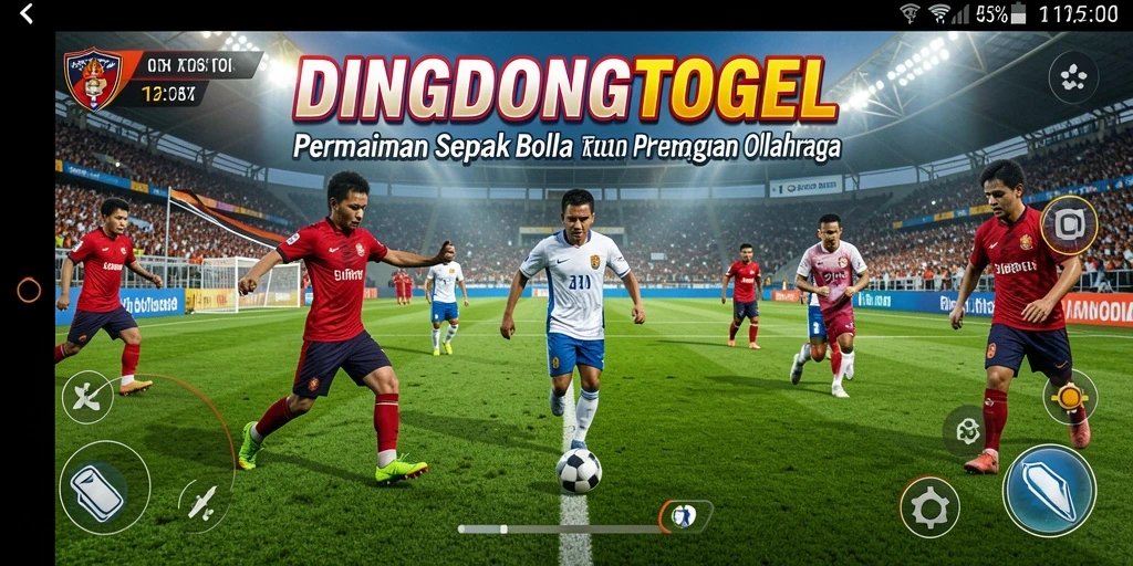 Tampilan gameplay menarik dari DINGDONGTOGEL dengan aksi sepak bola.
