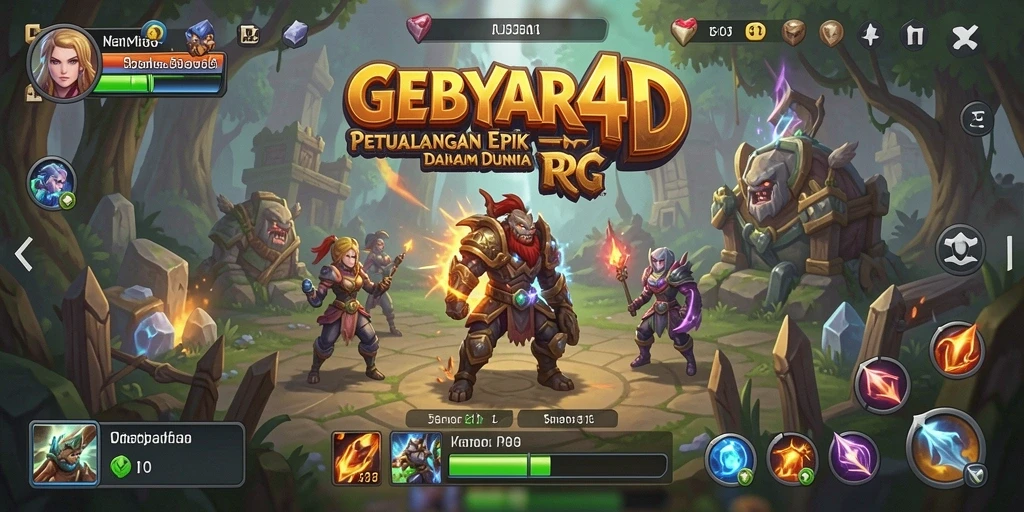 Tangkapan layar utama GEBYAR4D menampilkan aksi RPG yang mendebarkan.