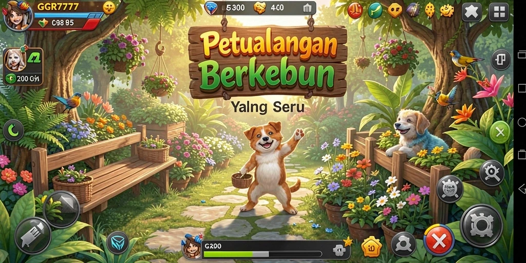 Tampilan gameplay menarik dari GGR7777 yang menunjukkan aktivitas berkebun.