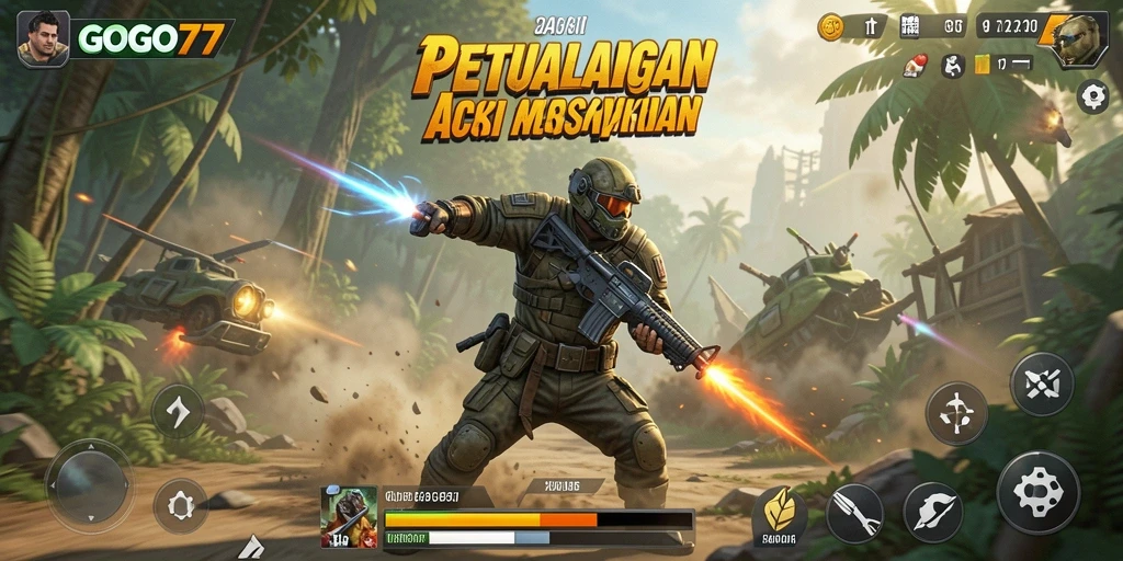 Screenshot utama GOGO77 menampilkan aksi seru dalam pertempuran menegangkan.