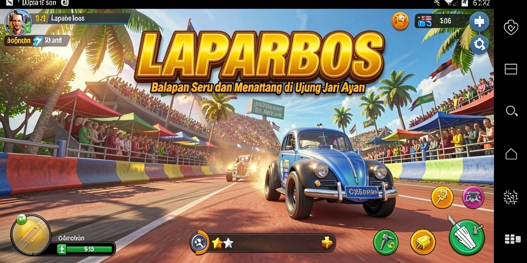 Tampilkan gameplay menegangkan di LAPARBOS saat balapan di trek menantang.