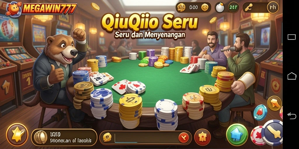 Tampilan gameplay seru di MEGAWIN777 dengan kartu QiuQiu.