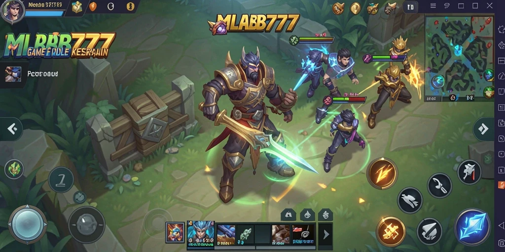 Tampilan gameplay menarik dari MLBB777 saat karakter melakukan aksi otomatis.