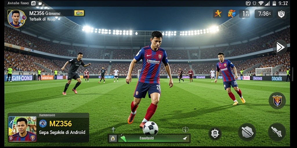 Tampilan gameplay seru MZ356 dengan aksi sepak bola yang mendebarkan.