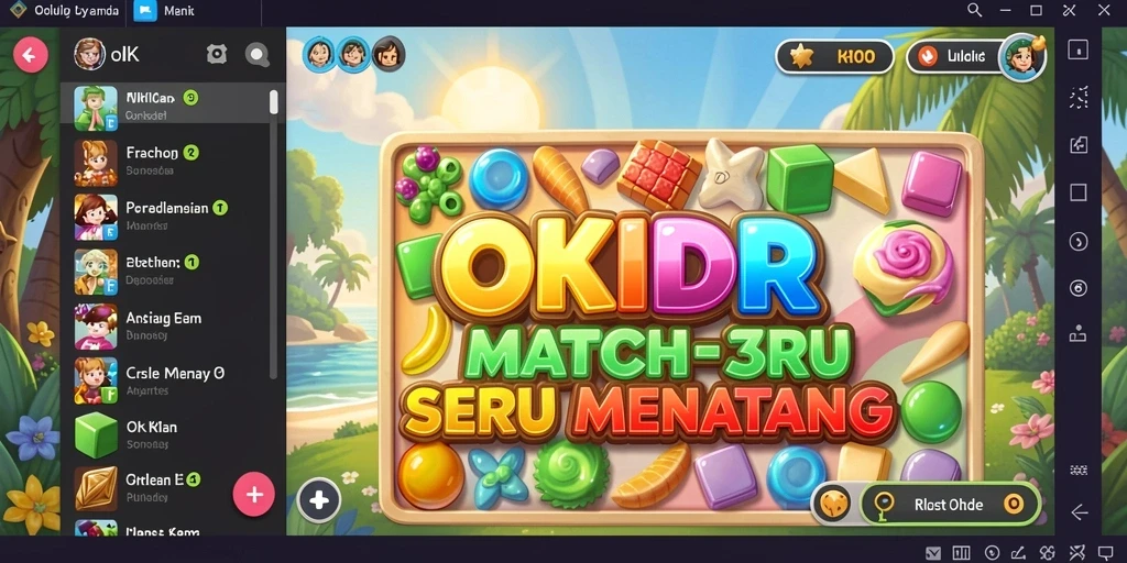 Screenshot gameplay OKIDR yang menampilkan aksi Match-3 yang seru.