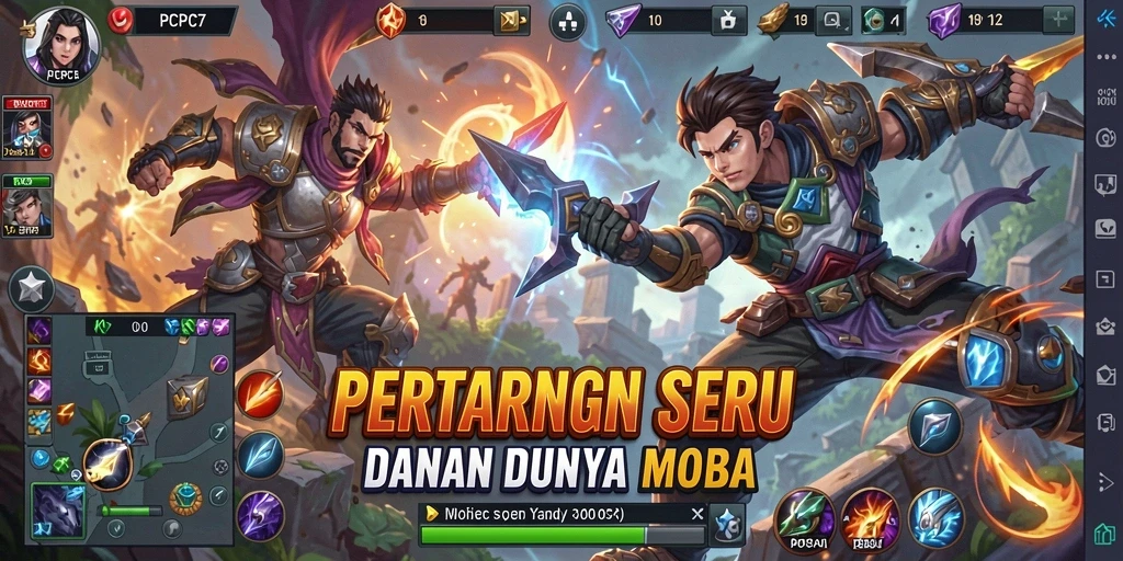 Gameplay seru dari PCPC7 menampilkan pertarungan tim yang dinamis.