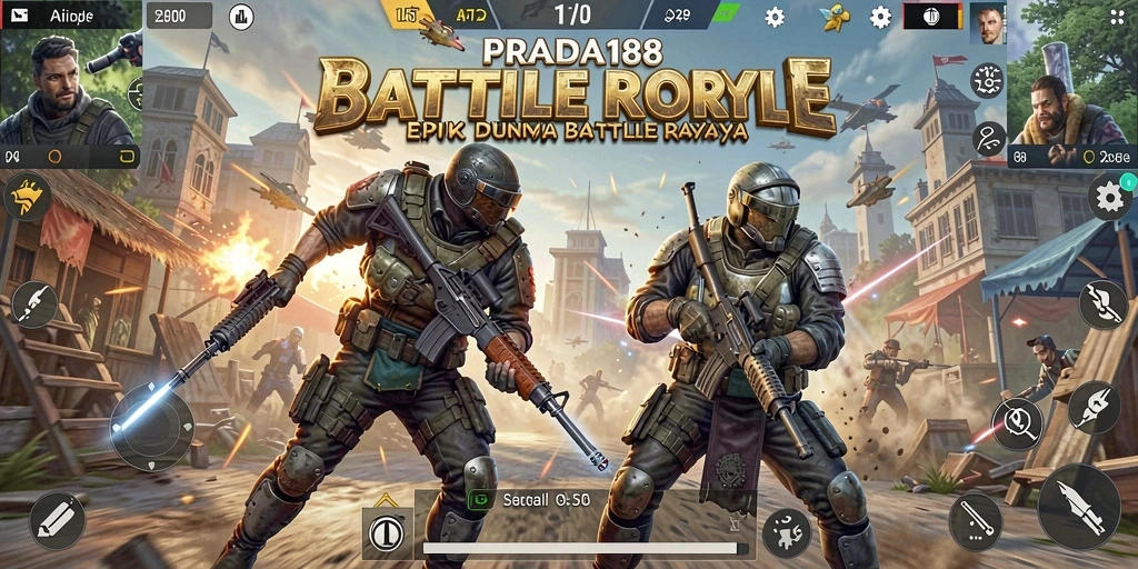 Tangkapan layar menunjukkan pemain beraksi dalam pertempuran Battle Royale.