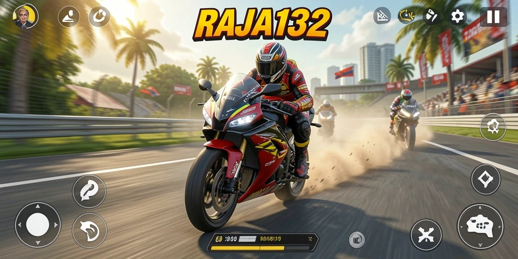 Gameplay mendebarkan RAJA132 dalam balapan motor yang seru.