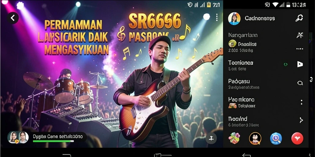 Screenshot gameplay SR6666 dengan suasana musik yang menggembirakan.