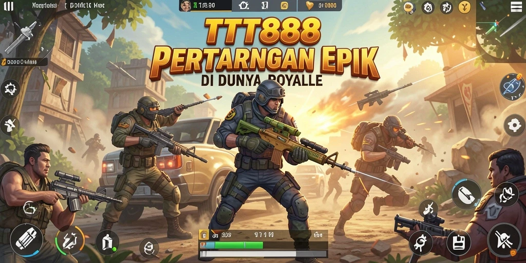 Tampilan seru dari gameplay TTT888 dalam pertempuran Battle Royale.