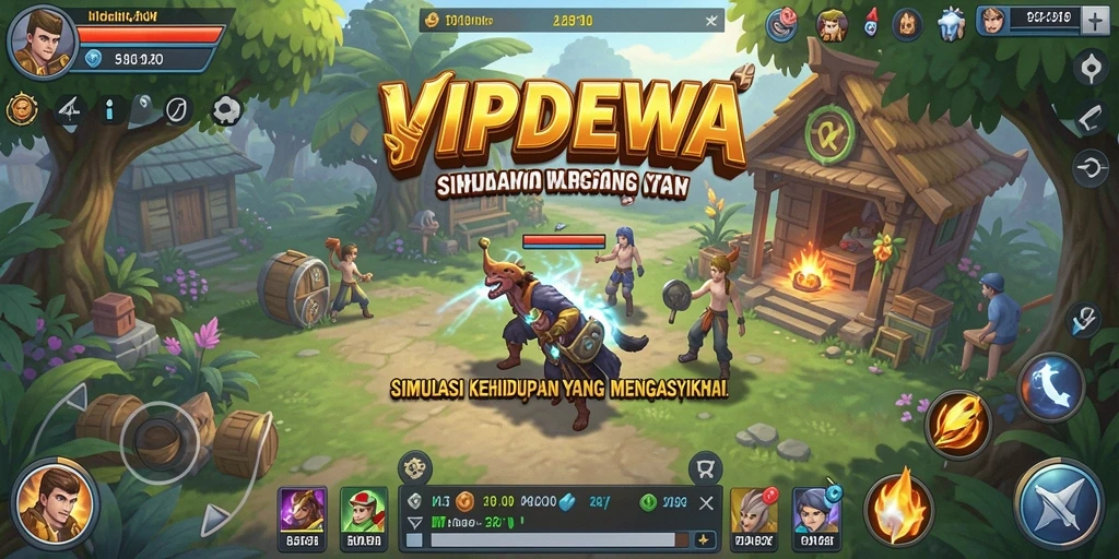Tangkapan layar gameplay VIPDEWA yang menampilkan interaksi pemain dalam simulasi kehidupan.